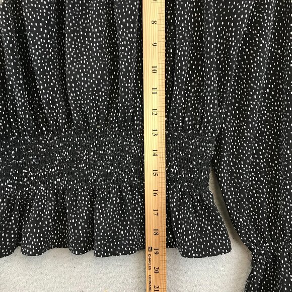 New Express Black & White Polka Dot Off-Shoulder Smocked Blouse S - Picture 6 of 10